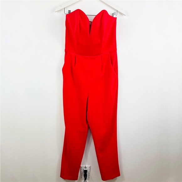 Amanda Uprichard Red Cherri deep V-neck Sweetheart Jumpsuit - Picture 11 of 16